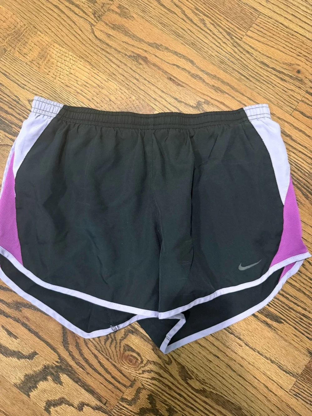Nike Black Athletic Shorts with Purple and Light Lavender Trim m